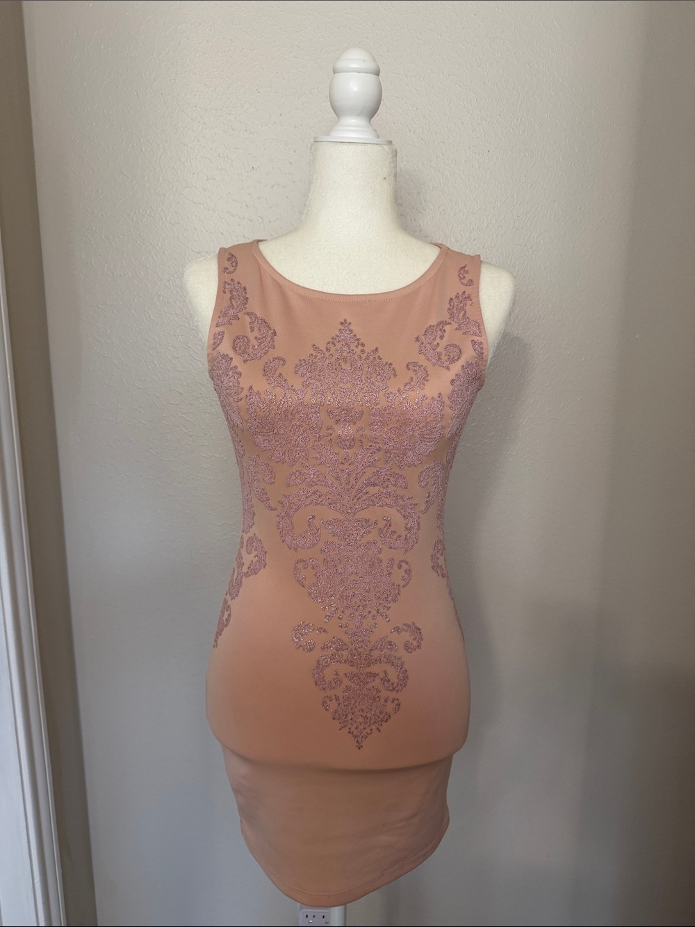 Shasa Blush Pink Embellished Sheath Dress